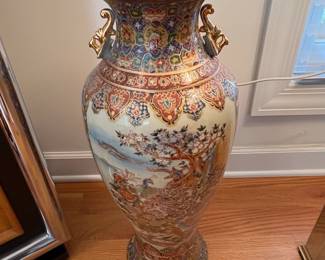 Japanese Satsuma Style Floor Vase with Peacock and Cherry Blossoms second image