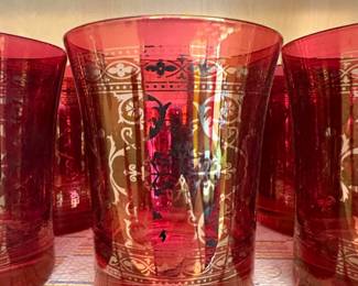Vintage Red and Gold Filigree Tumblers Set fourth image