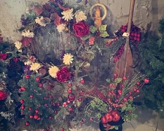 Collection of Assorted Artificial Christmas Florals and Wreaths
