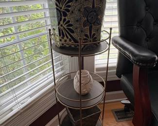ThreeTier Metal Plant Stand with Talavera Planter