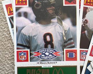 McDonalds NFL Super Bowl XX Champions Chicago Bears McDonalds Cards third image