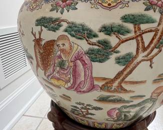 Chinese Famille Rose Porcelain Fishbowl Planter with Stand second image