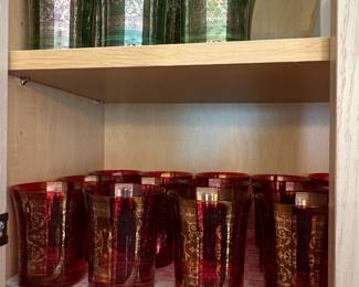 Vintage Red and Gold Filigree Tumblers Set third image
