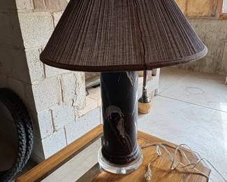 MidCentury Brutalist Drip Glaze Ceramic Table Lamp