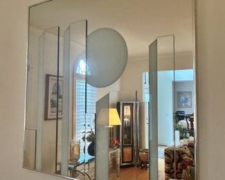 MidCentury Modern FivePanel Beveled Wall Mirror, s