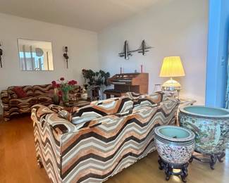 Jack Lenor Larsen Style Mid Century Chevron Sofa
