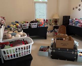 Large Collection of Assorted Craft Yarn and Fabric