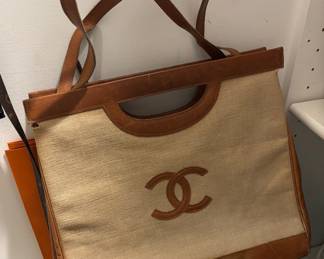Vintage Chanel Canvas and Leather Tote
