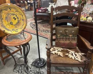Ethan Allen Hitchcock Style Ladderback Armchair with Rush Seat