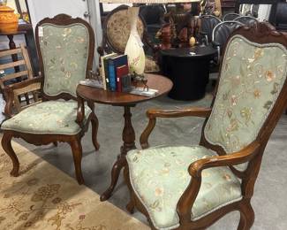 Pair of French Provincial Style Walnut Armchairs