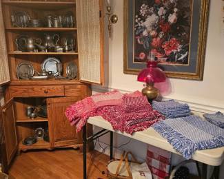 Oak Corner Cabinet Wilton Pewter and Other