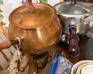 Copper and Stainless Fondue Pots