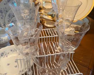 Vintage Etched Wine Goblets
