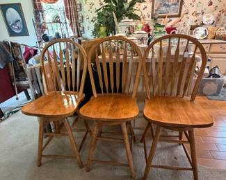 Three Swivel Bar Stools