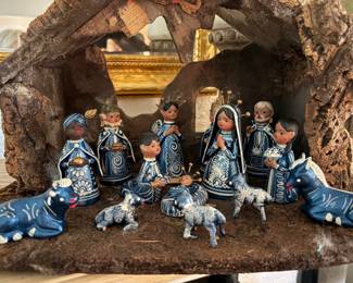 Mexican Folk Art Hand Painted Nativity