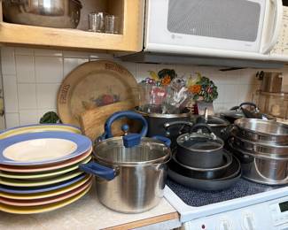 Pier One dishes and serving bowls, Pots and pans