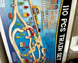 #075 110 pc Wooden Train Set $30.00