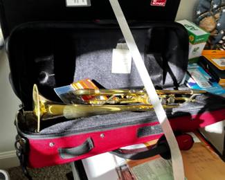 #127 Trumpet King 601 w/Hard and Soft Case, Trumpet plate and trumpet support $125.00