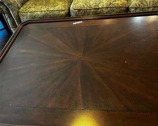 #014 Wood Coffee Table w/4 legs w/inlay Top w/shelf - 38x48x24 $100.00