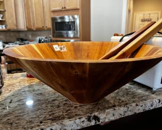#109 AcaiaWood Salad Bowl w/Wood Spoon and Fork - 16x8 $40.00