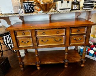 #027 Wood Sofa Table w/6 drawers & Shelf - 54x20x36 (as is Drawer Slide) $125.00