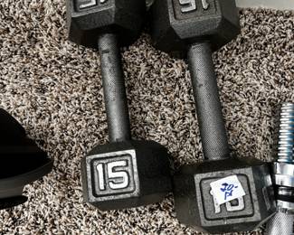 #122 Pair of 15 pound Weights $20.00