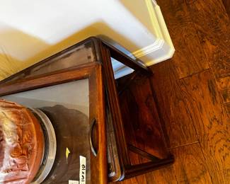 #008 Wood End Table w/lift-off Glass Tray - 24x16x18 $40.00