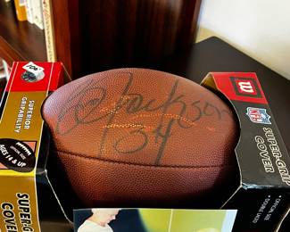 #025 Bo Jackson Signed Football w/photograph of owner - (both not authenticated) $100.00