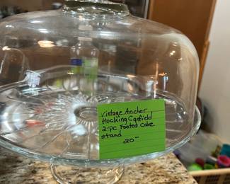 #119 Clear Glass Cake Pedestal w/lid $20.00