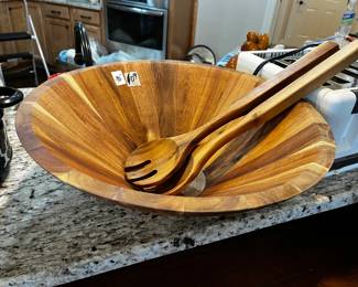 #109 AcaiaWood Salad Bowl w/Wood Spoon and Fork - 16x8 $40.00