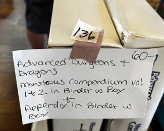#136 Advanced Dungeons and Dragons Monstrous Comperdium Vol 1 and 2 in Binder x/Box $60.00