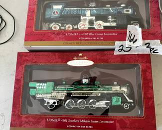 #166 Hallmark Glass Lionel Ornaments - set of 2 $25.00