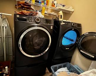 #049 GE Front Load Washer Smart Quiet Load Model GFWS50SPR and GE Dryer on pedestals $1,200.00