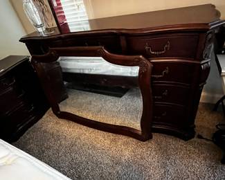 #039 Bassett 12 Drawer Dresser - 71x21x41 has Wall Mount Mirror - 52x37 $325.00