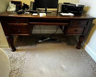 #057 Writing Desk w/leather top w/4 drawers and pull-out tray - 63x32x33 - You Move $100.00