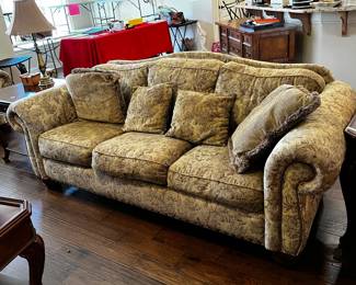 #013 American Home Collection Sofa w/attached back Cushions and loose cushions - 92" w/nailhead Trim $200.00