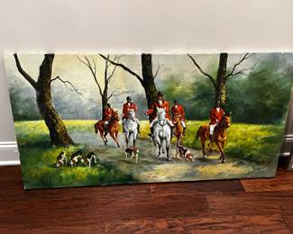 #029 Acrylic Painting of a Fox Hunt - 48x24 Canvas Only $75.00