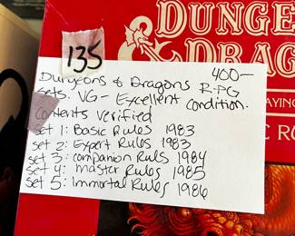 #135 Dungeons and Dragons RPG Sts VG Excellent Condition Contents Verified $400.00