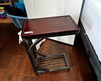 #053 Faux Wood Side Table Tray - 9x16x23 $25.00