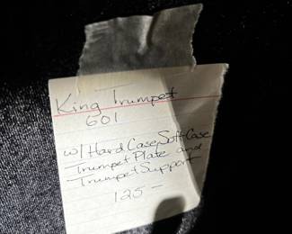 #127 Trumpet King 601 w/Hard and Soft Case, Trumpet plate and trumpet support $125.00