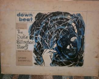 vintage advertisement titled "The Duke Ellington Story" with branding for down beat music magazine and CBS presents, dated January 18, 1962.