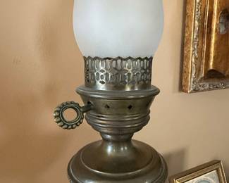 Victorian Brass Electrified Oil Lamp
