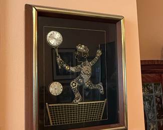 Vintage Watch Part Tennis Player Assemblage Art