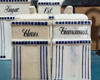 Vintage German Porcelain Spice Jars - Cloves & Cinnamon