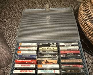 Vintage Cassette Tape Collection with Carrying Case