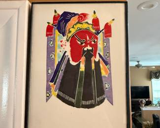 Set of Five Framed Chinese Peking Opera Paper Cut Prints
