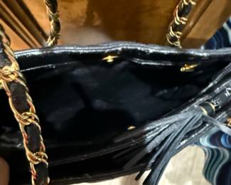 Chanel style Black Quilted Leather Shoulder Bag with Gold Chain Strap