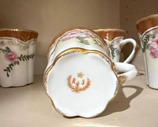 R.S. Prussia Porcelain Chocolate Set with Pink Roses