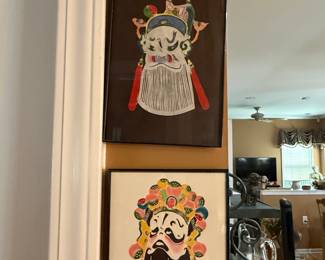 Set of Five Framed Chinese Peking Opera Paper Cut Prints