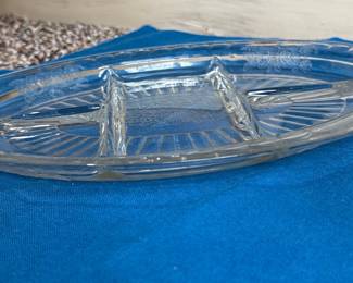 Vintage Clear Glass Divided Relish Tray